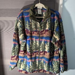 Northern Reflections Fleece Jacket, Wilderness pattern, Large